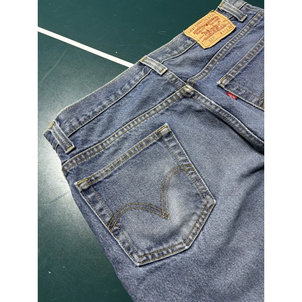 Vintage Levis 517 Bootcut Jeans 34x31 Blue Faded Distressed Denim Western Y2K